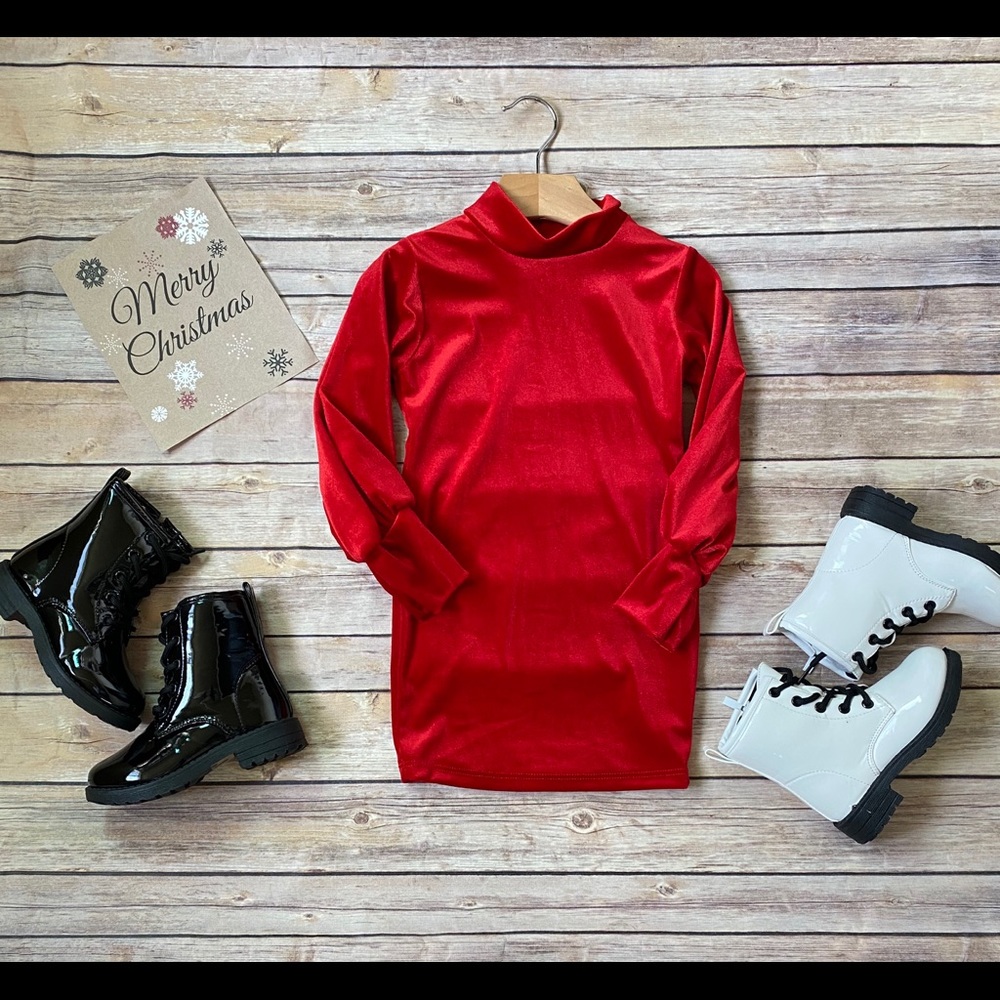 Red kids velvet dress